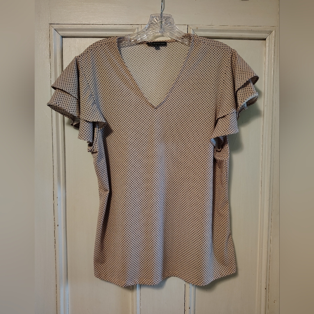 Adrianna Papell Pink Polka Dot Pullover Top Size Large